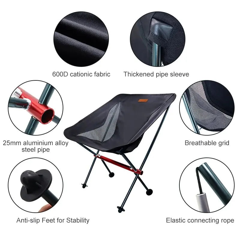 THE PEAK&PATH™PACOONE Camping Fishing Folding Chair Tourist Beach Chaise Longue Chair for Relaxing Foldable Leisure Travel Furniture Picnic