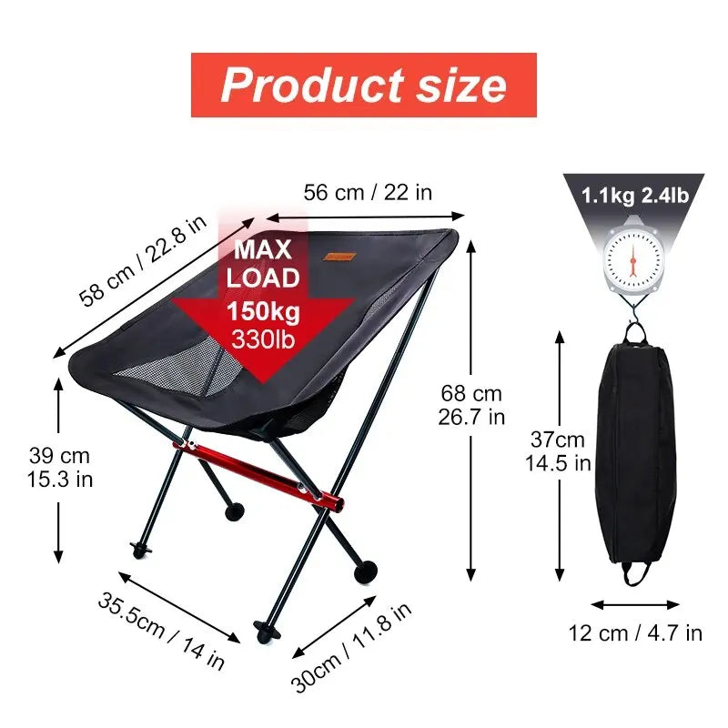 THE PEAK&PATH™PACOONE Camping Fishing Folding Chair Tourist Beach Chaise Longue Chair for Relaxing Foldable Leisure Travel Furniture Picnic