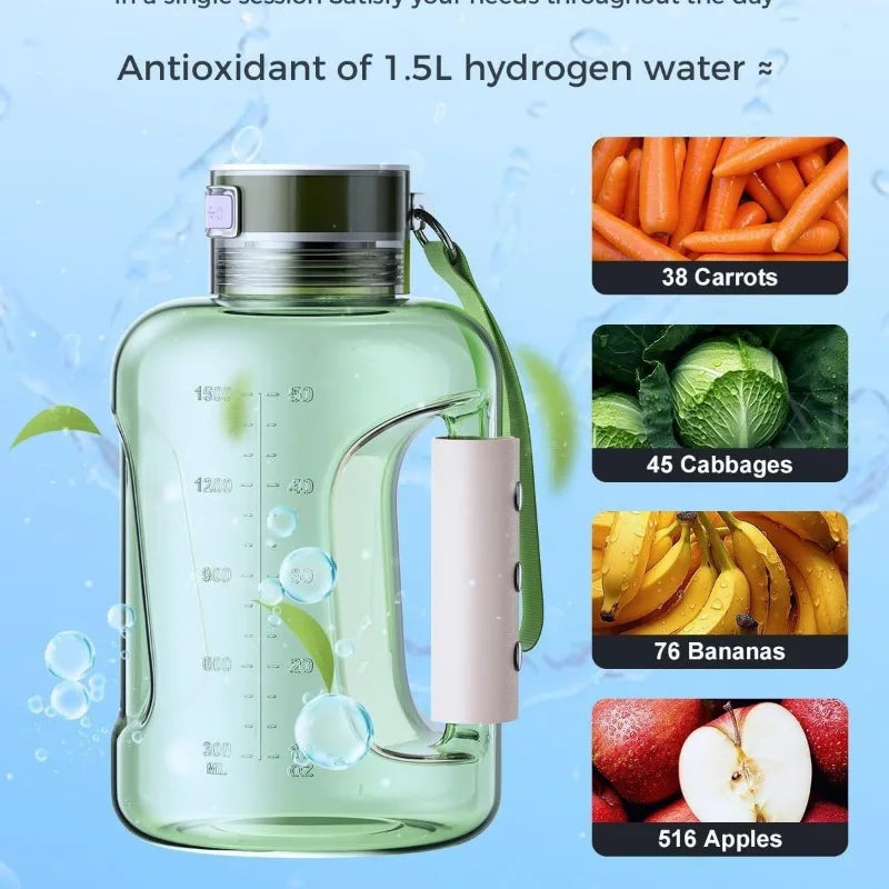 THE PEAK&PATH™Hydrogen Water Bottle 1.5L Hydrogen Rich Portable Sports Water Bottle Rich Molecular Hydrogen Water Generator