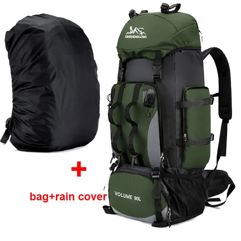 THE PEAK&PATH™90L Waterproof Hiking Camping Backpack Trekking Bag Rucksack Large Capacity Travel Outdoor Sports Bags Camping Equipment Men
