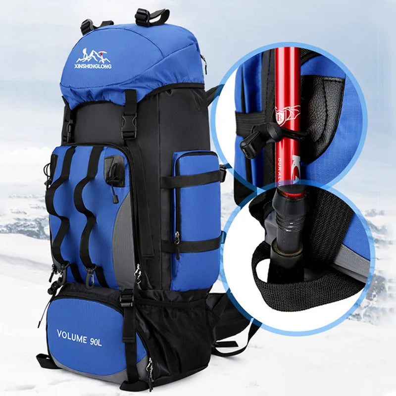 THE PEAK&PATH™90L Waterproof Hiking Camping Backpack Trekking Bag Rucksack Large Capacity Travel Outdoor Sports Bags Camping Equipment Men