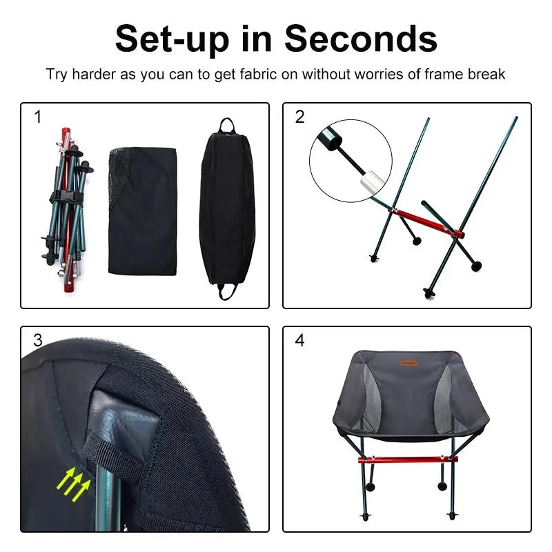 THE PEAK&PATH™PACOONE Camping Fishing Folding Chair Tourist Beach Chaise Longue Chair for Relaxing Foldable Leisure Travel Furniture Picnic